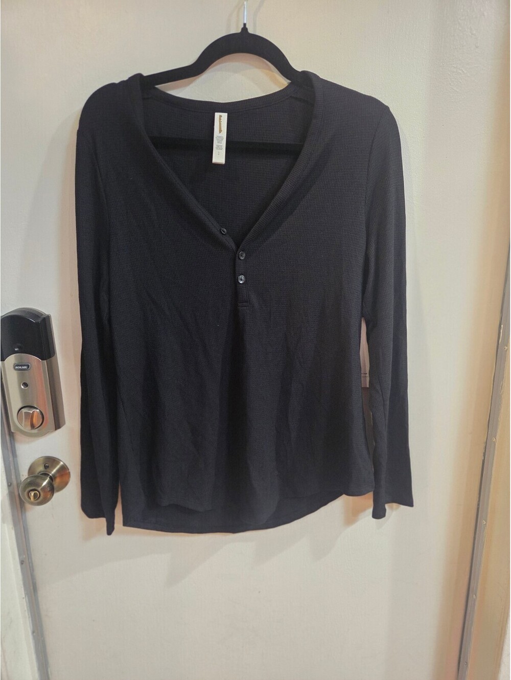 Athleta Wind Down Sleep Top Women's Pajama Shirt Large Black